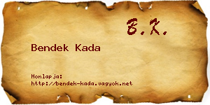 Bendek Kada névjegykártya